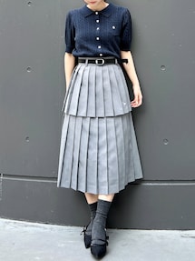 POLO BCSコラボ/再生産】レイヤードプリーツミディスカート｜ダズリン
