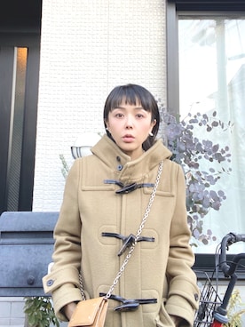 HYKEのダッフルコート（ベージュ系）を使った人気ファッション