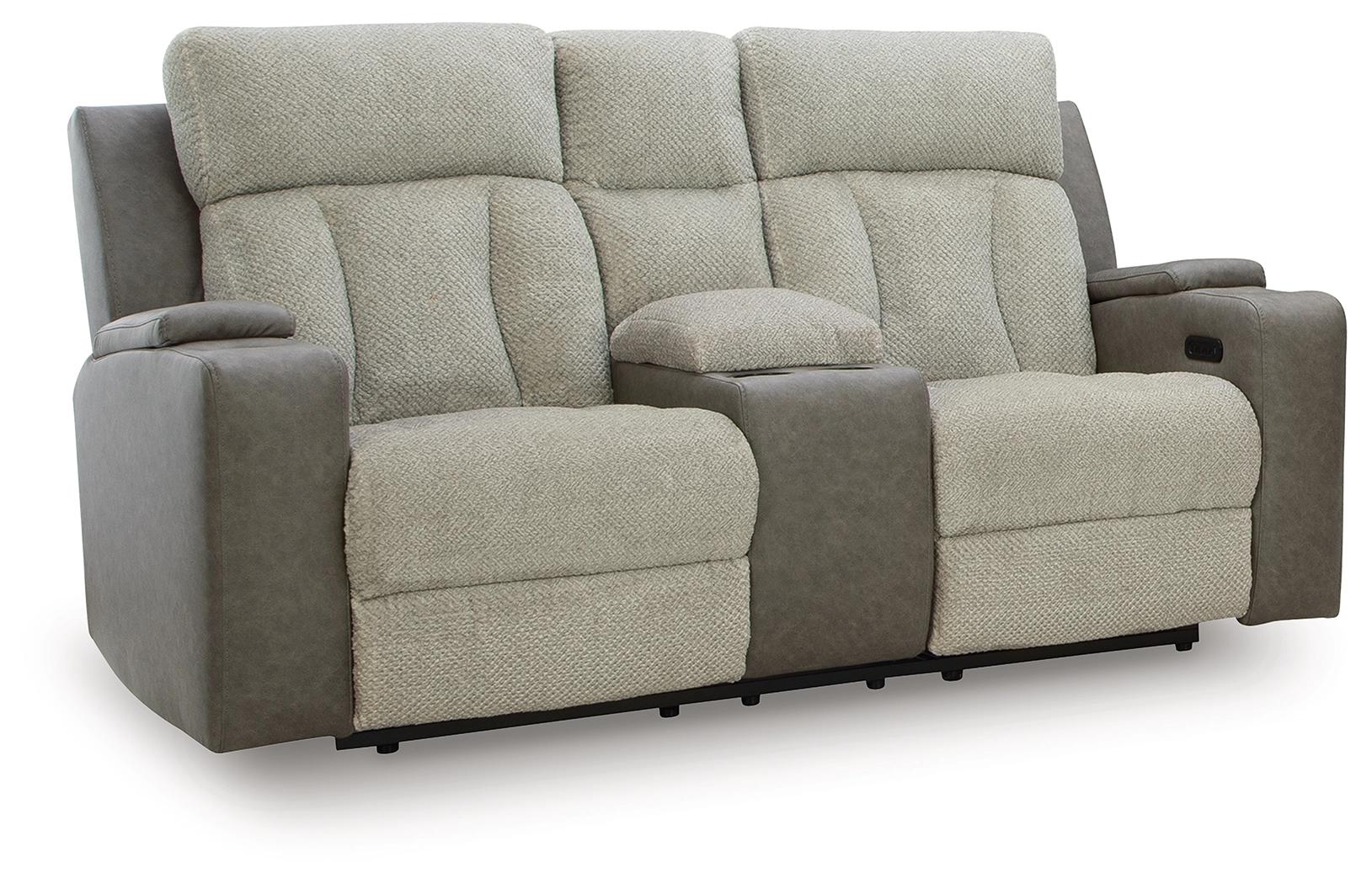 ASHLEY FURNITURE Whiplash Power Reclining Loveseat With Console