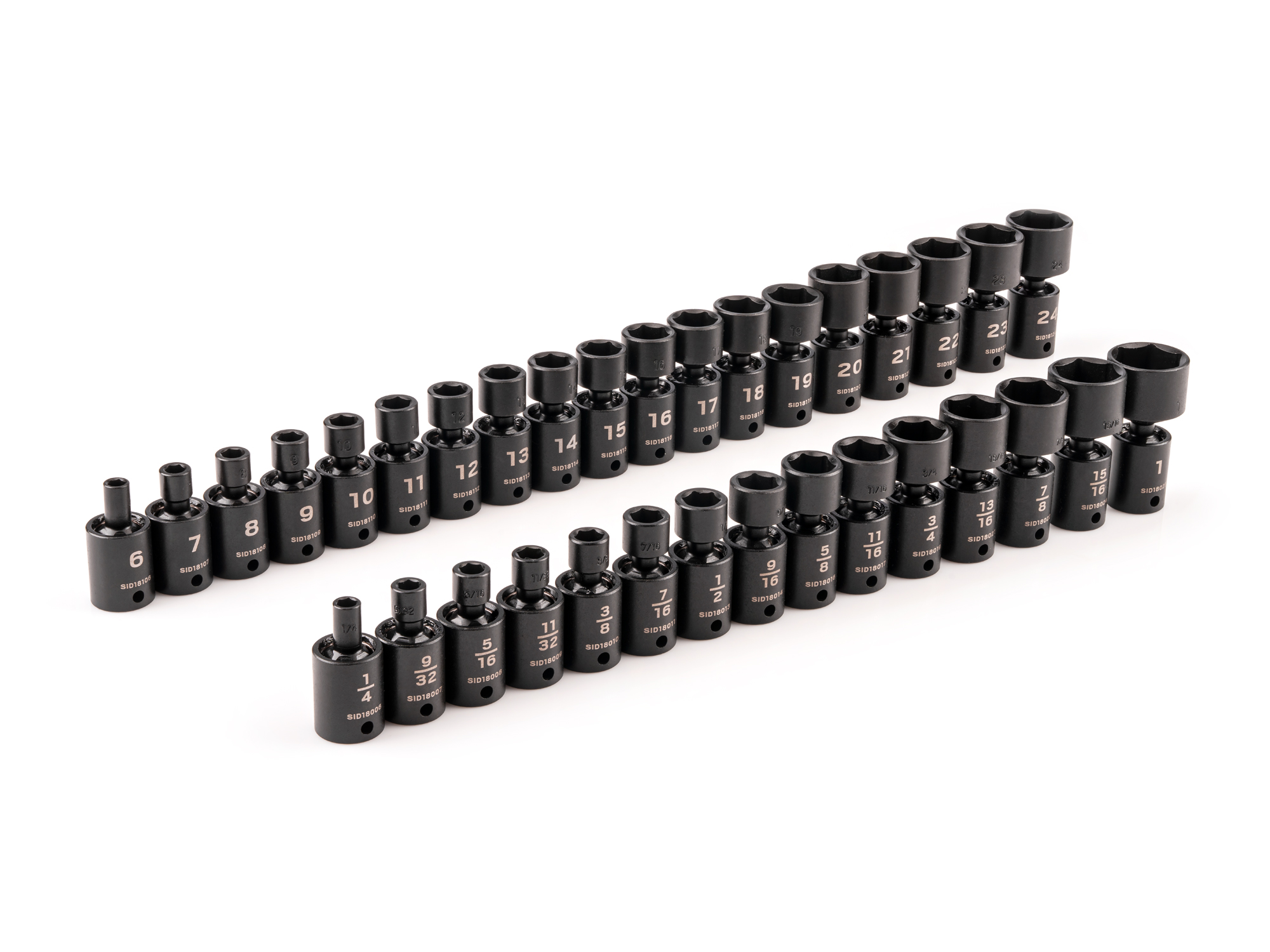 3/8 Inch Drive Shallow 6pt U-Joint Impact Socket Set (34-pc.) | TEKTON