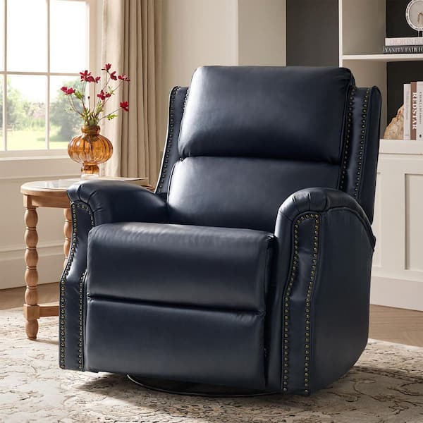 JAYDEN CREATION Felisa Navy Transitional Genuine Leather Recliner