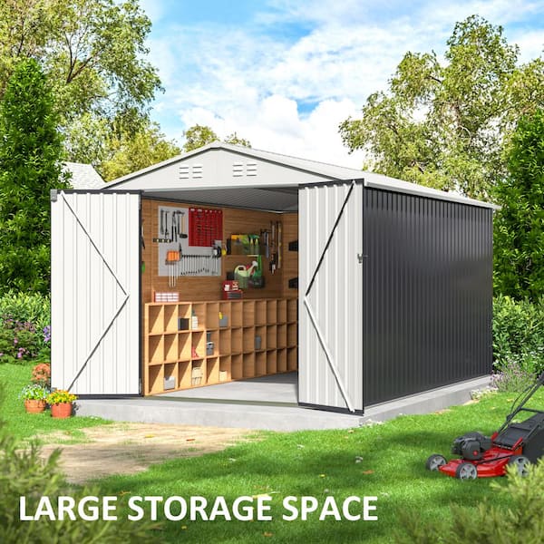 VIWAT 8 ft. W x 12 ft. D Outdoor Metal Shed Storage with Updated