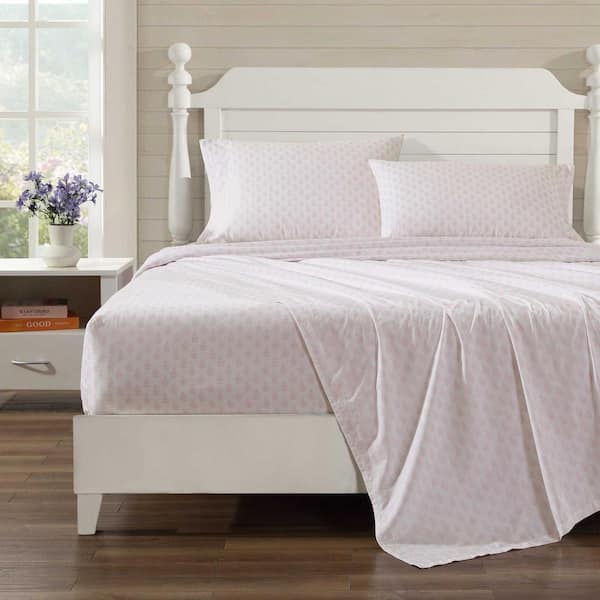 Laura Ashley Francesca Floral 4-Piece Pink/White Percale Cotton