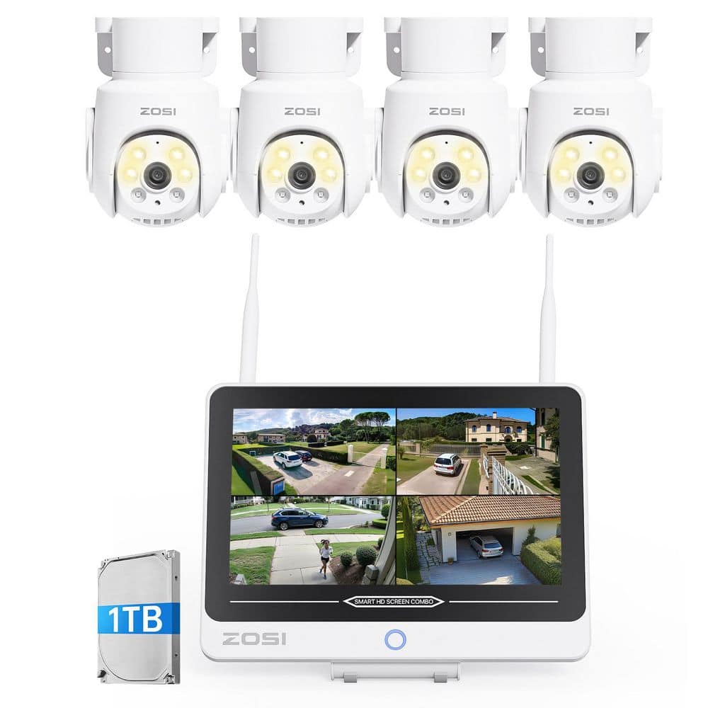 ZOSI 8-Channel 3MP Wi-Fi 1TB NVR Security Camera System with Four