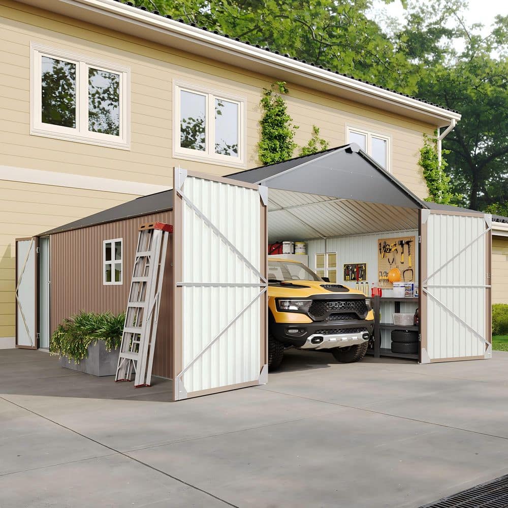 Sizzim Extra Large 20 ft. W x 12 ft. D Metal Shed For Vehicles