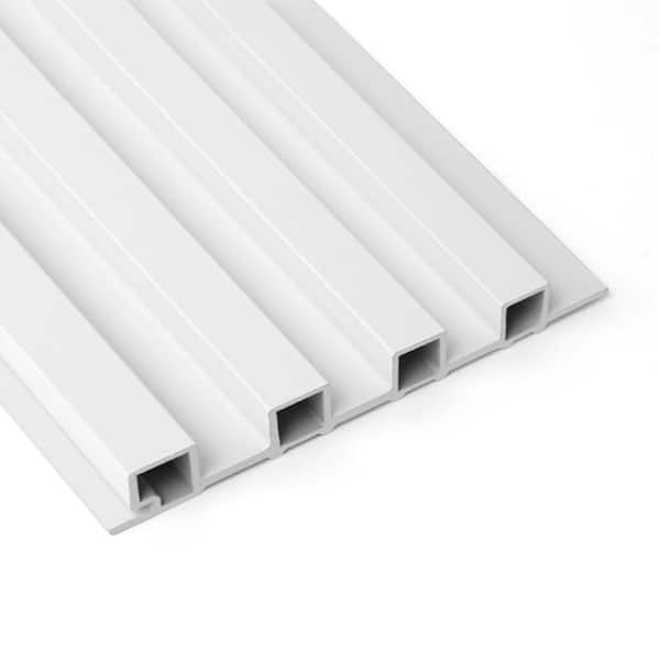 Art3dwallpanels White 0.83 in. x 6 in. x 8 ft. Slat Water