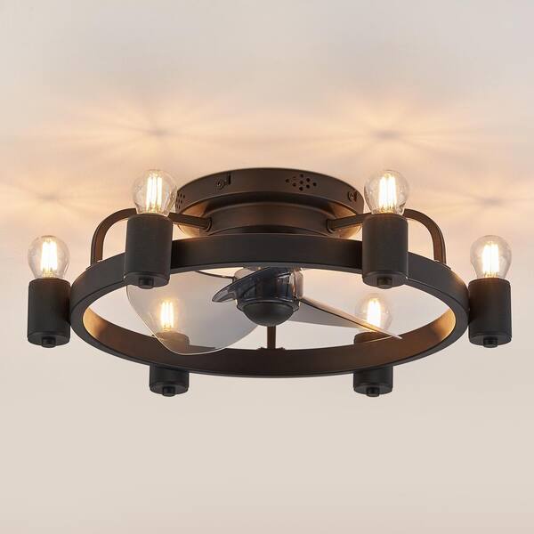 HINNIXY 20 in. Indoor Matte Black Flush Mount Ceiling Fan with