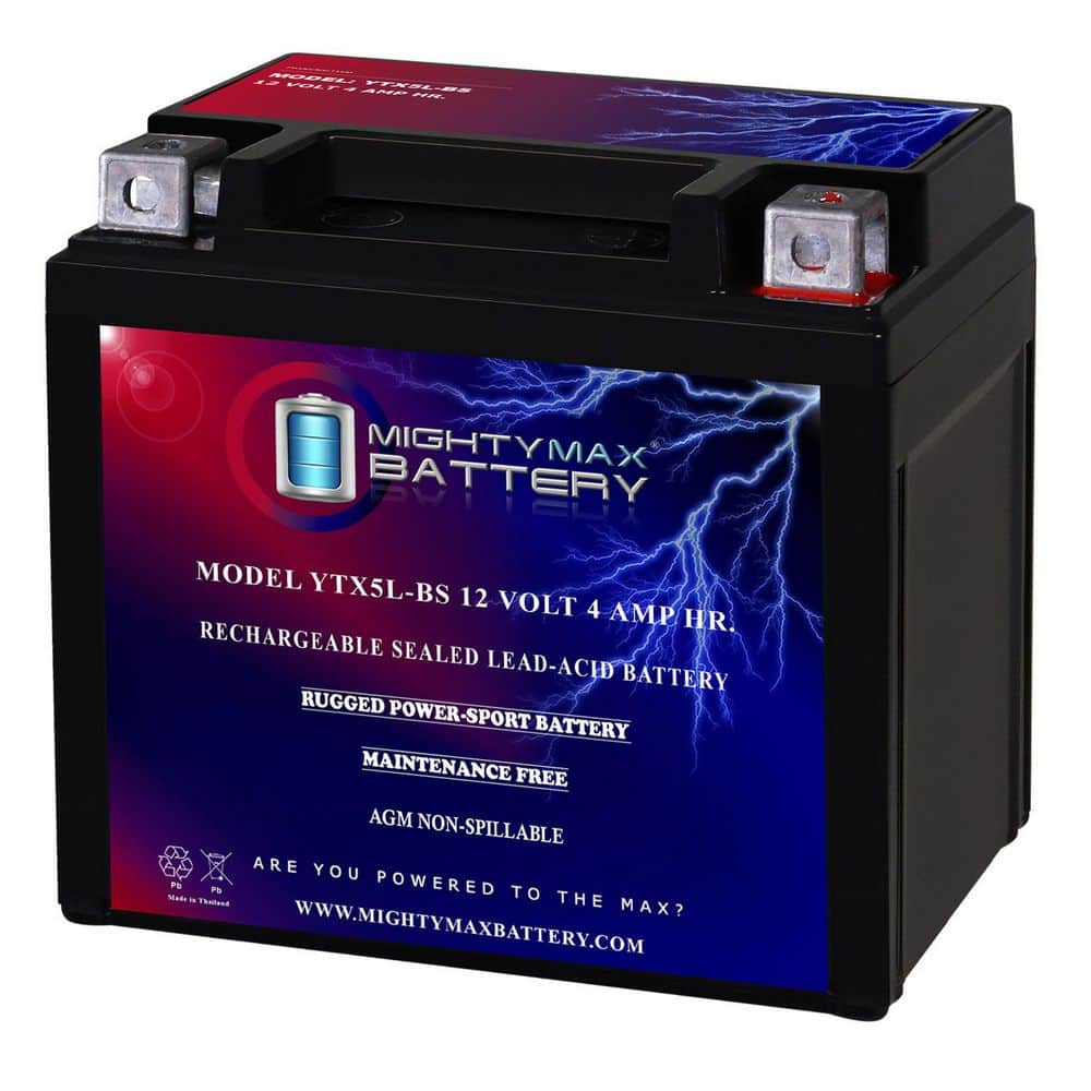 MIGHTY MAX BATTERY YTX5L-BS Replacement for Kawasaki KFX90 KFX50
