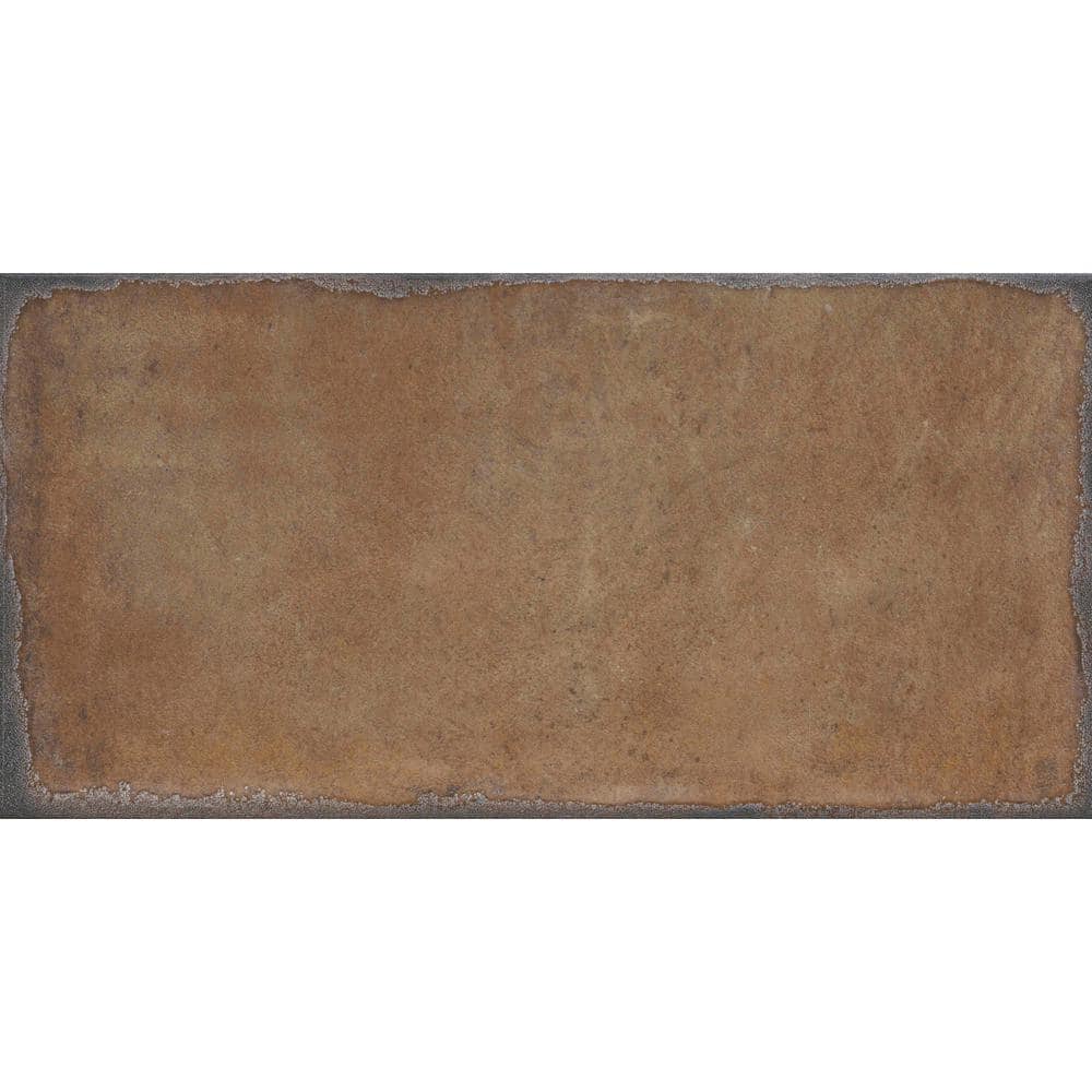 Exhale Marron 5.91 in. x 12.44 in. Glossy Porcelain Floor and Wall