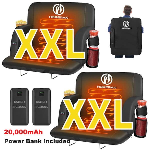 SEEUTEK Black 25 in.W Heated Stadium Seats for Bleachers with