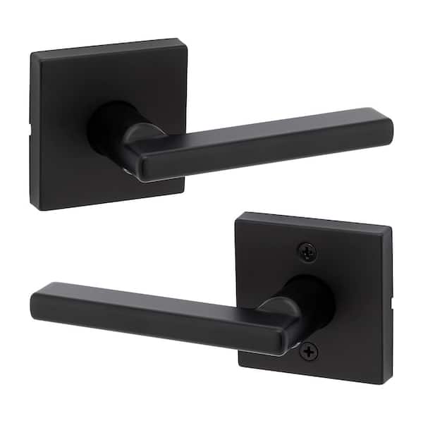 Kwikset Halifax Square Matte Black Hall/Closet Passage Door Handle