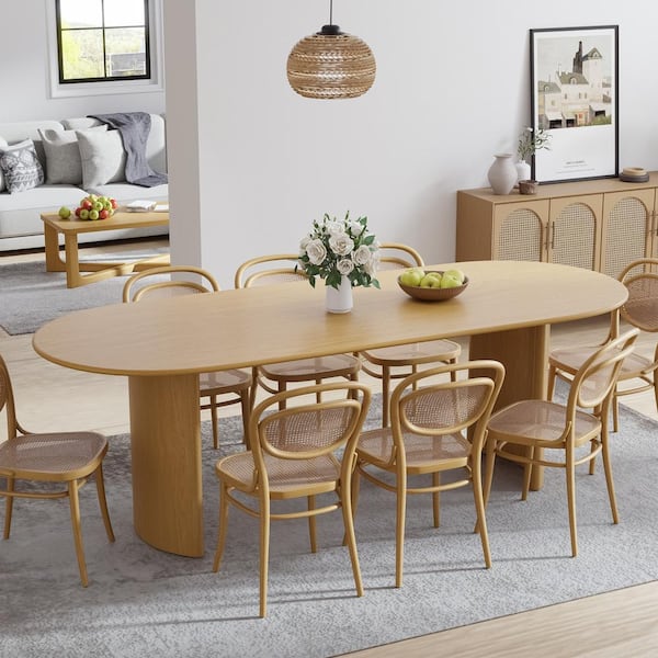 Dovelina Haiden Modern Oval Oak Wood Top Natural Wood Color 79 in