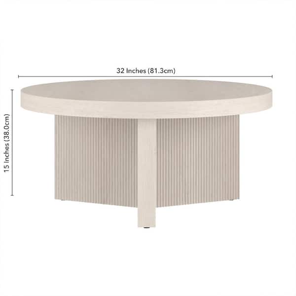 Meyer&Cross Holm 32 in. Alder White Round MDF Top Coffee Table
