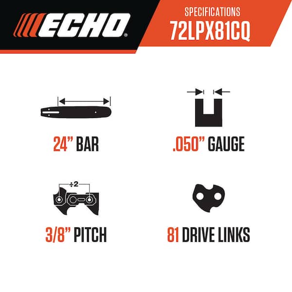 ECHO 24 in. 72LPX Chisel Chainsaw Chain with 81 Drive Links Used