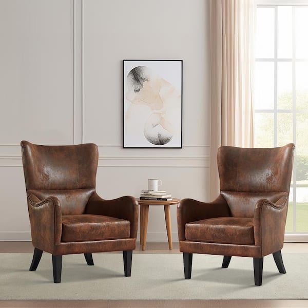 CHRISTOPHER KNIGHT HOME Brown Microfiber Nailhead Accents Wingback