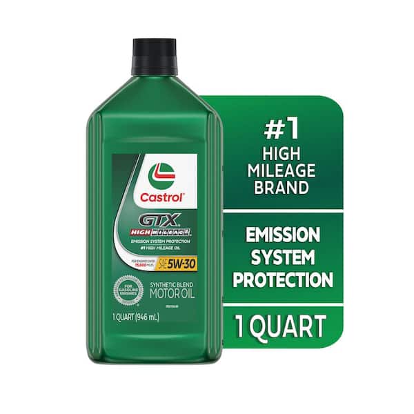 CASTROL GTX High Mileage 5W-30 Synthetic Blend Motor Oil, 1 qt
