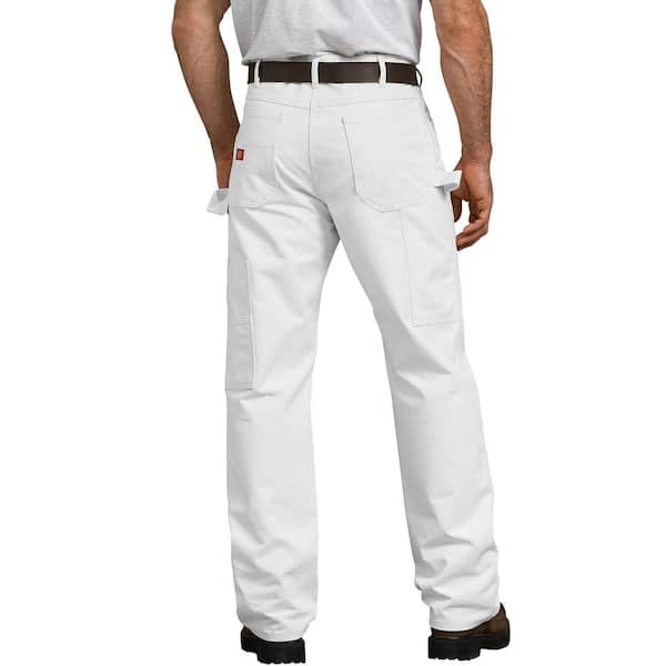 Dickies Men's White Relaxed Fit Straight Leg Cotton Painter's