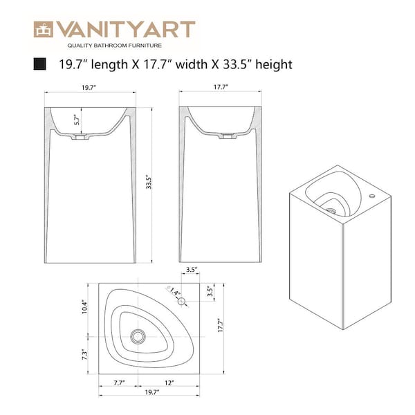 Vanity Art 20 in. L x 18 in. W x 33.5 in. H Stone Resin