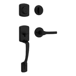 Kwikset San Clemente Matte Black Door Handleset with Halifax