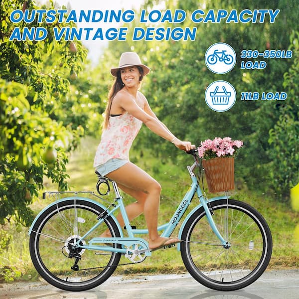 BOZTIY 26 in. 7 Speed Commute Bike Beach Cruiser Bike for Adult