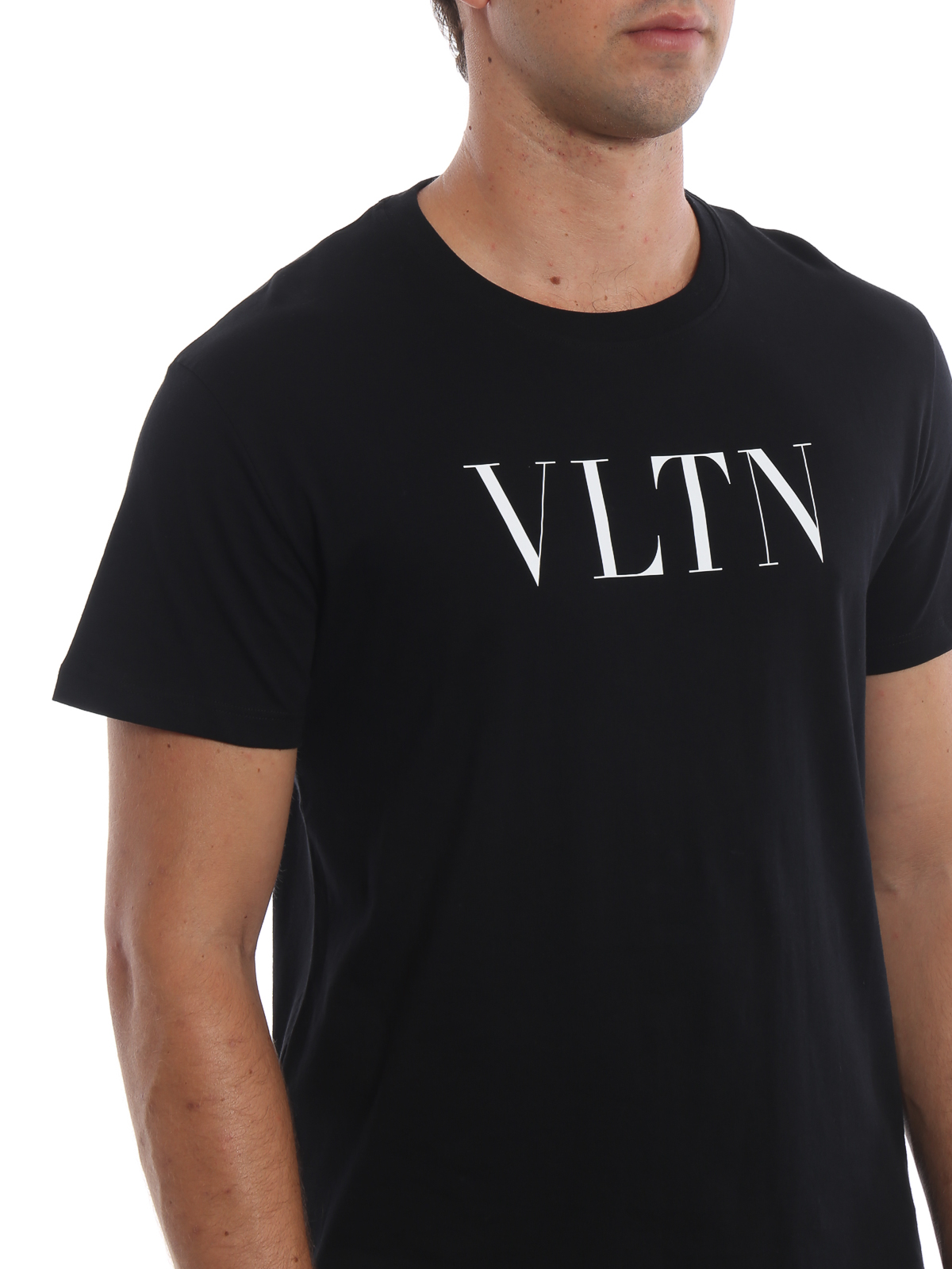 Valentino Garavani VLTN print black cotton T-shirt|QV3MG10V3LE0NO