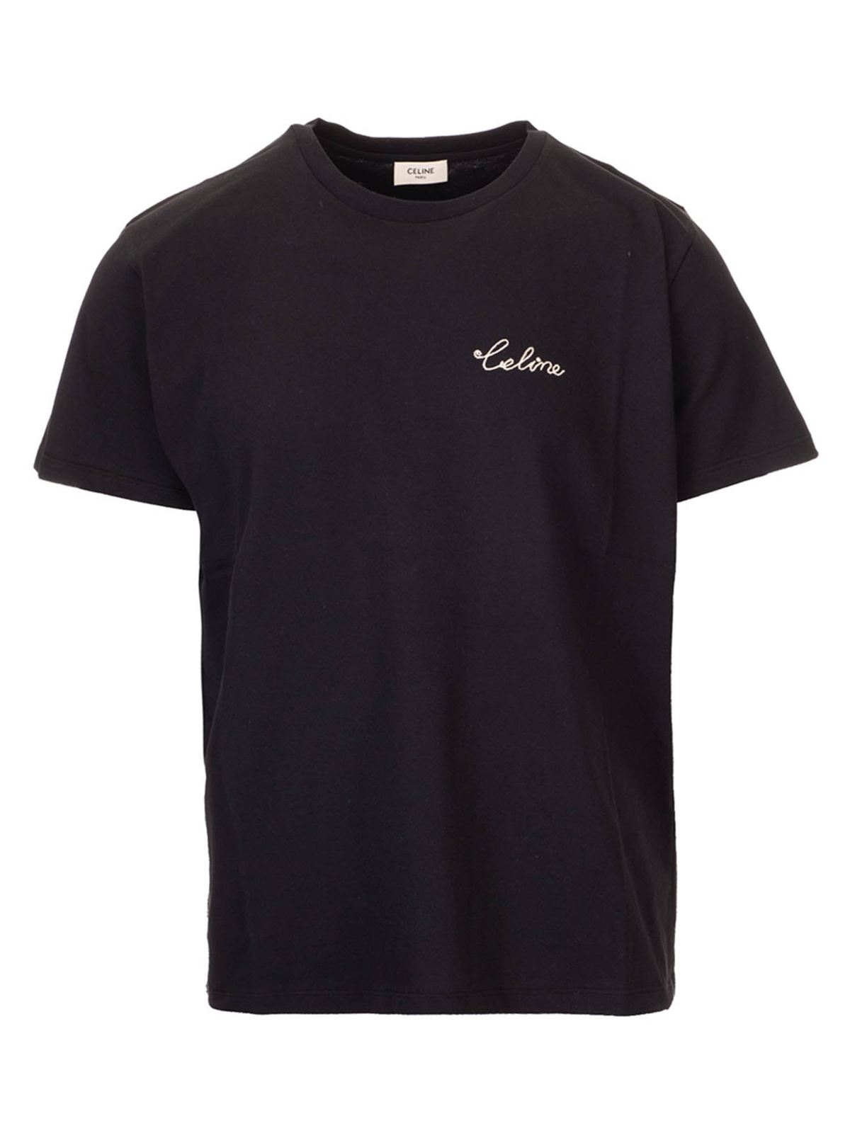 Céline Black T-shirt with Celine embroidery - Men|2X486114L38NO