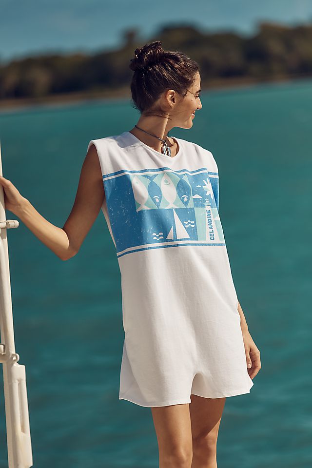 Celandine Muscle Tee Romper | Anthropologie