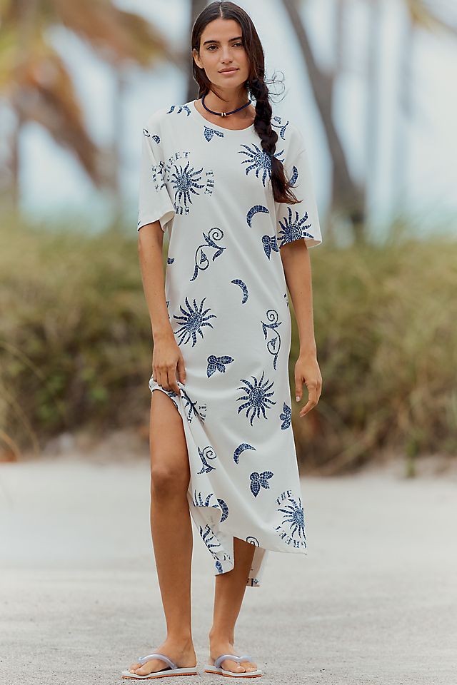 Celandine Graphic Maxi T-Shirt Dress | Anthropologie