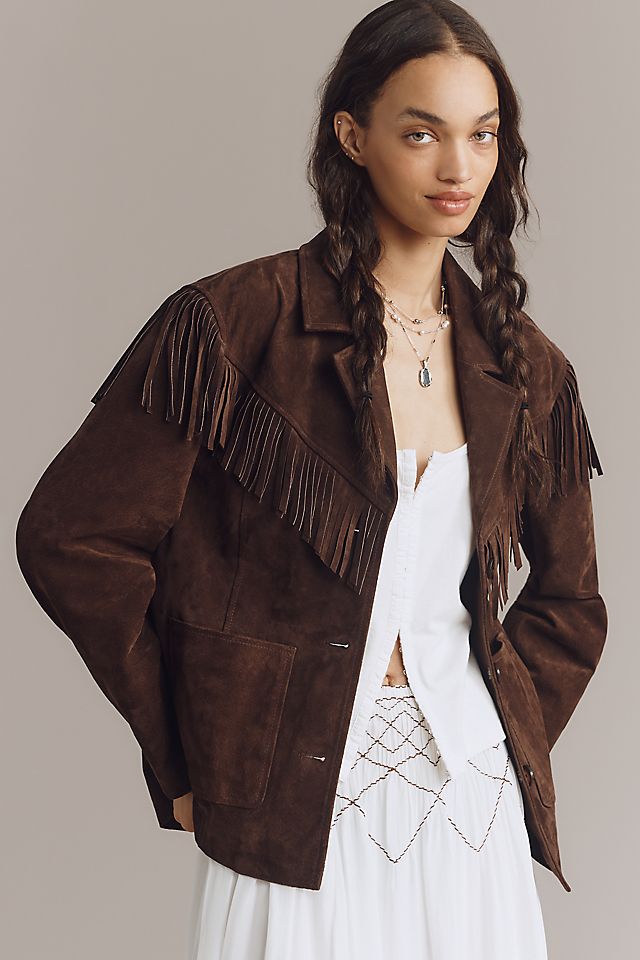 BLANKNYC Down to Earth Real Suede Fringe Jacket | Anthropologie