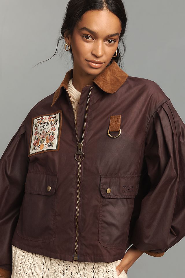 Barbour x Farm Rio Thais Waxed Cotton Jacket | Anthropologie