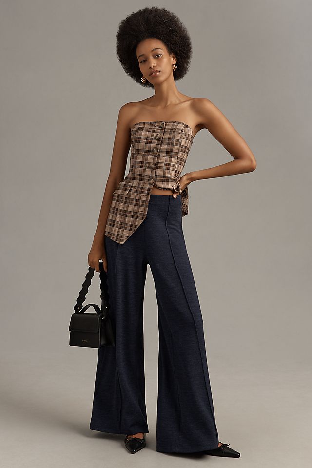 Maeve Knit Wide-Leg Pull-On Trouser Pants | Anthropologie