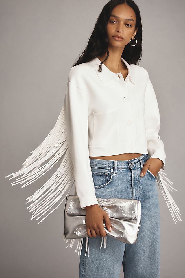 Essentiel Antwerp Gou Fringe Knit Jacket | Anthropologie
