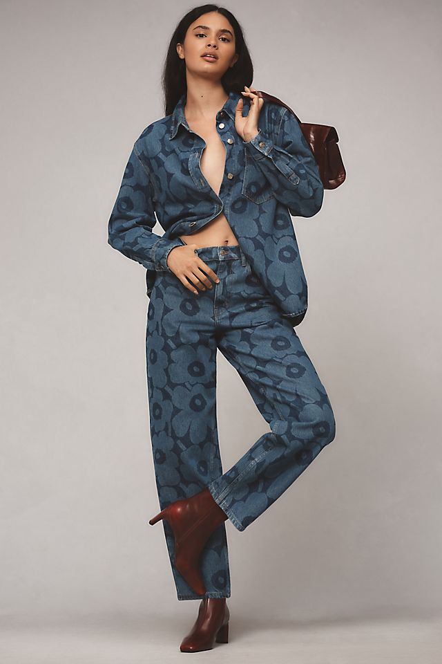 Marimekko Maridenim Unikko Barrel Jeans | Anthropologie