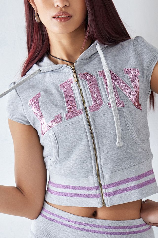 Jaded London Landmark Sequin Zip-Up Hoodie | Urban Outfitters UK