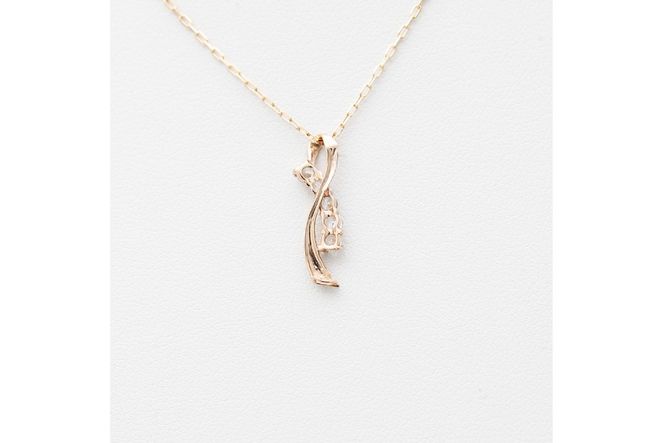 ネックレス K18PG ピンクゴールド ダイヤモンド 0.20ct リボン