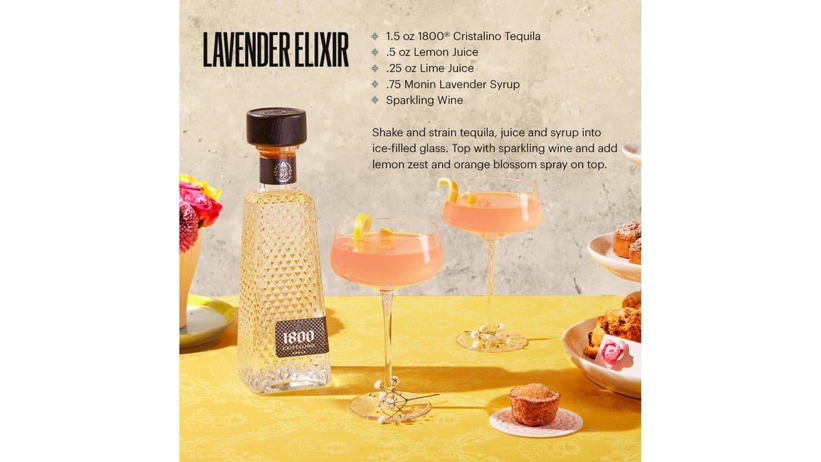 1800 Cristalino Anejo 80 Proof Tequila Bottle with 2 Shot Glasses