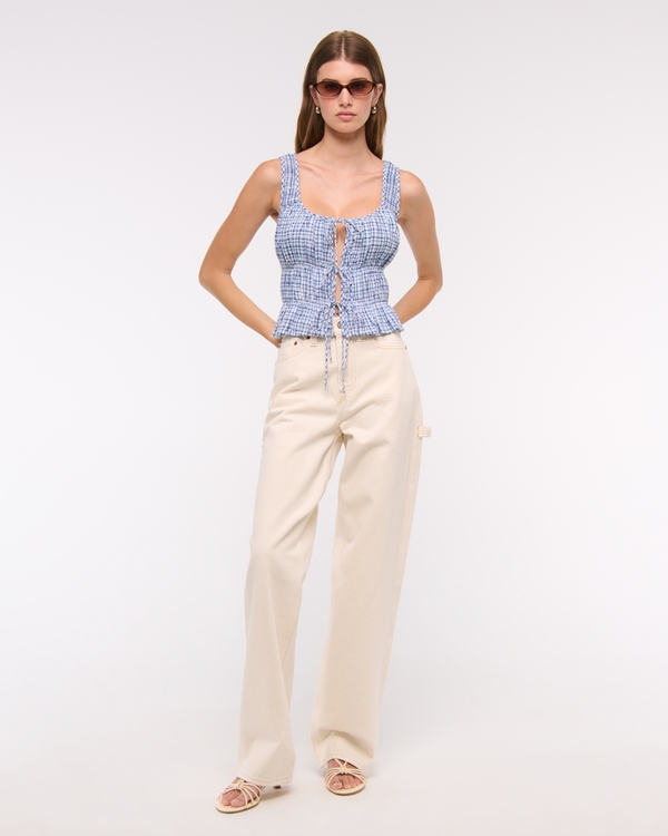 Women's Ruched Tie-Front Top | Women's Clearance | Abercrombie.com