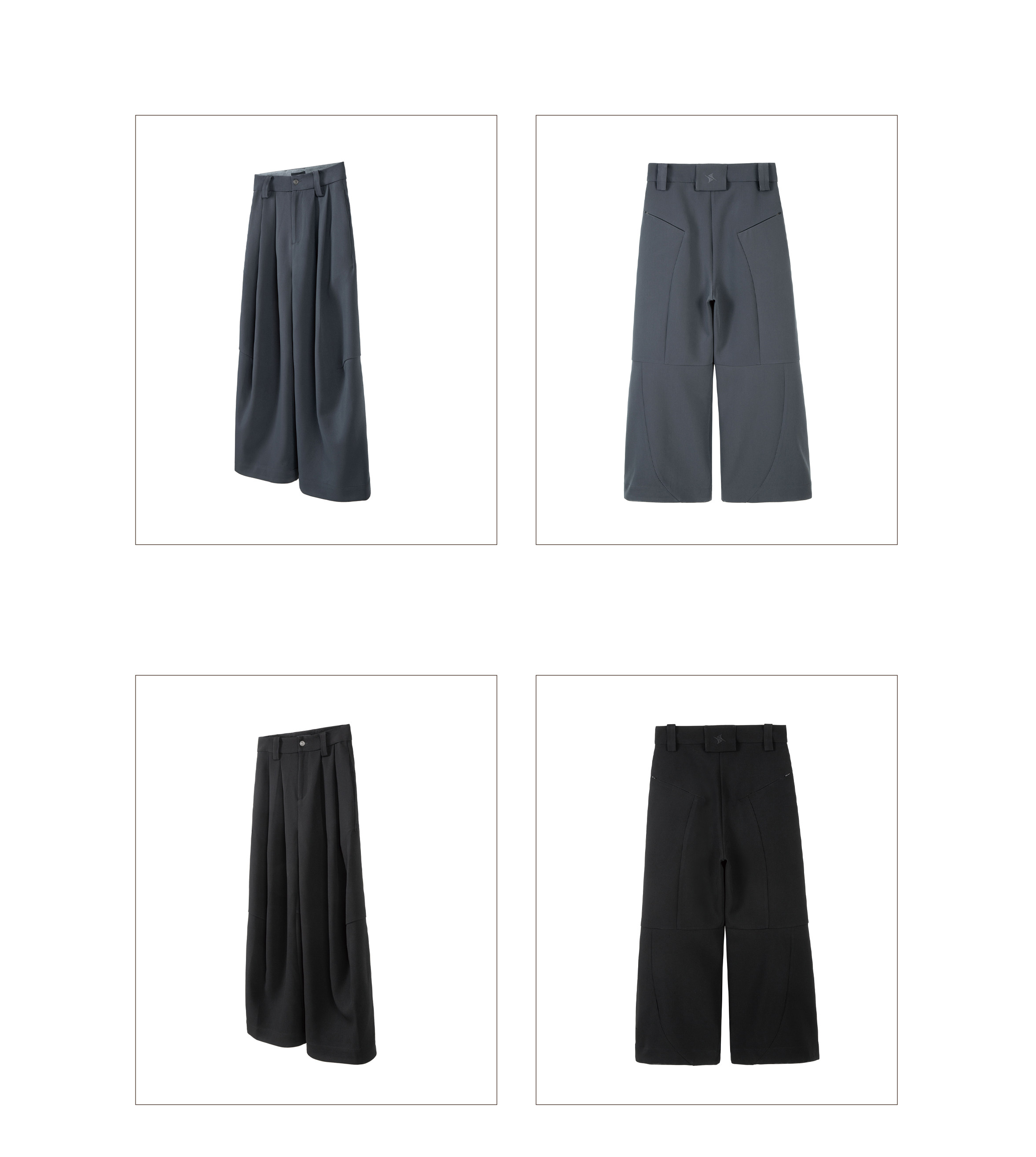Baovicto 004/ Pleated Wide-Leg Pants Loose Deconstructed Trousers