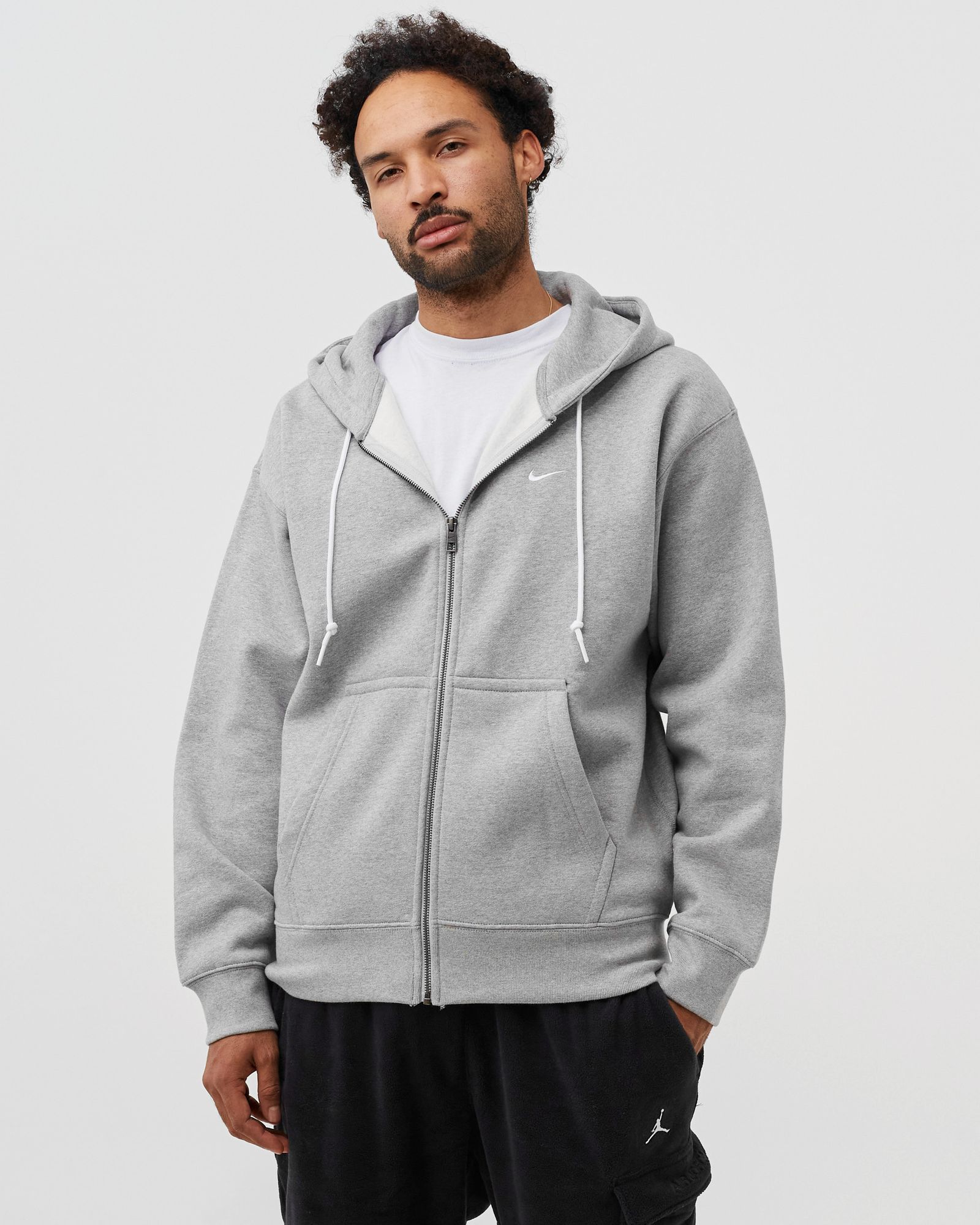 Nike Solo Swoosh Fleece Full-Zip Hoodie Grey | BSTN Store