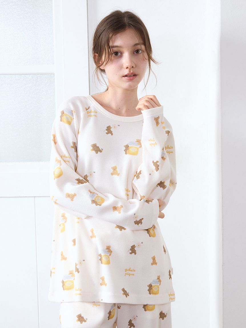 はちみつベア柄プルオーバー(カットソー・Tシャツ)｜ルームウェア