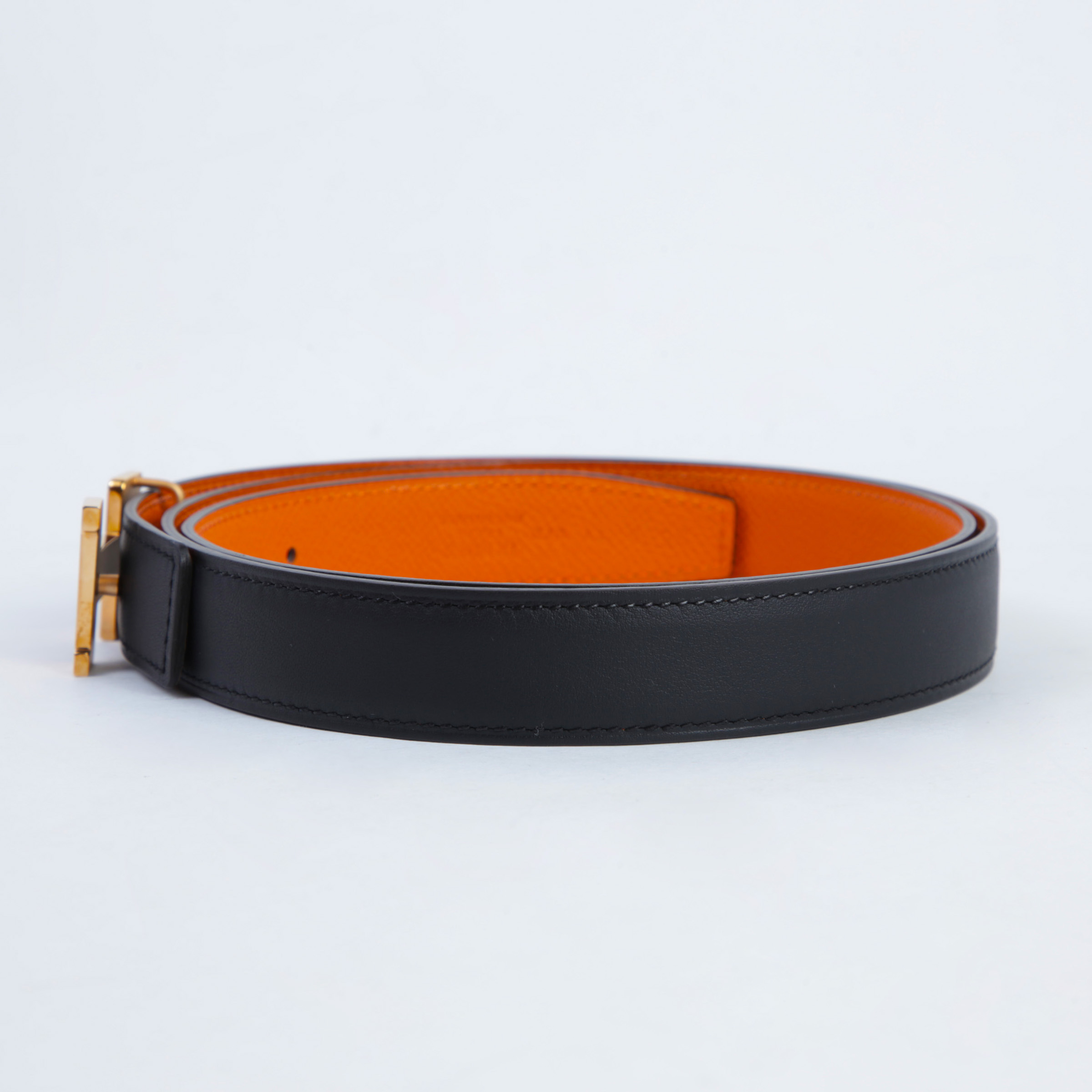 ランク SA HERMÈS エルメス Hベルト オレンジ ブラック (89) エプソン