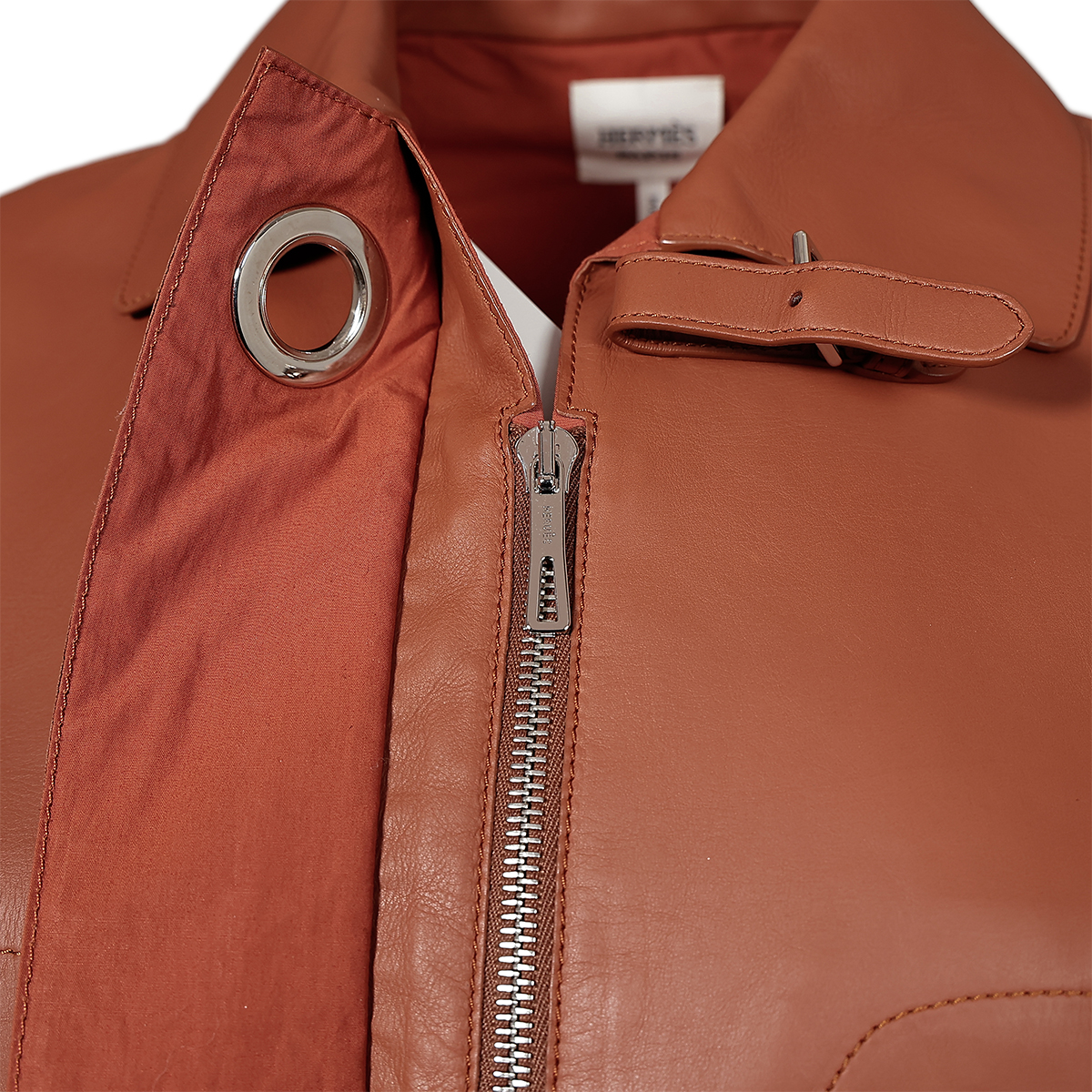 HERMÈS エルメス レザージャケット ブラウン シルバー金具 - GINZA