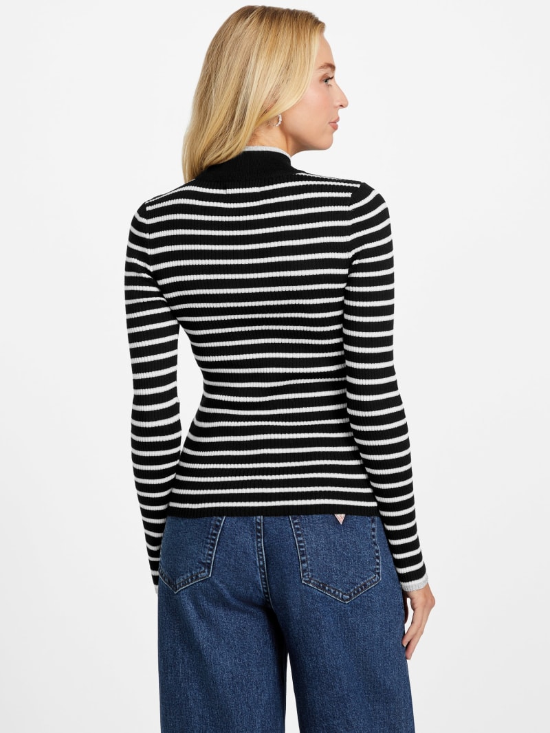 Zinnia Striped Zip Sweater | GUESS Factory