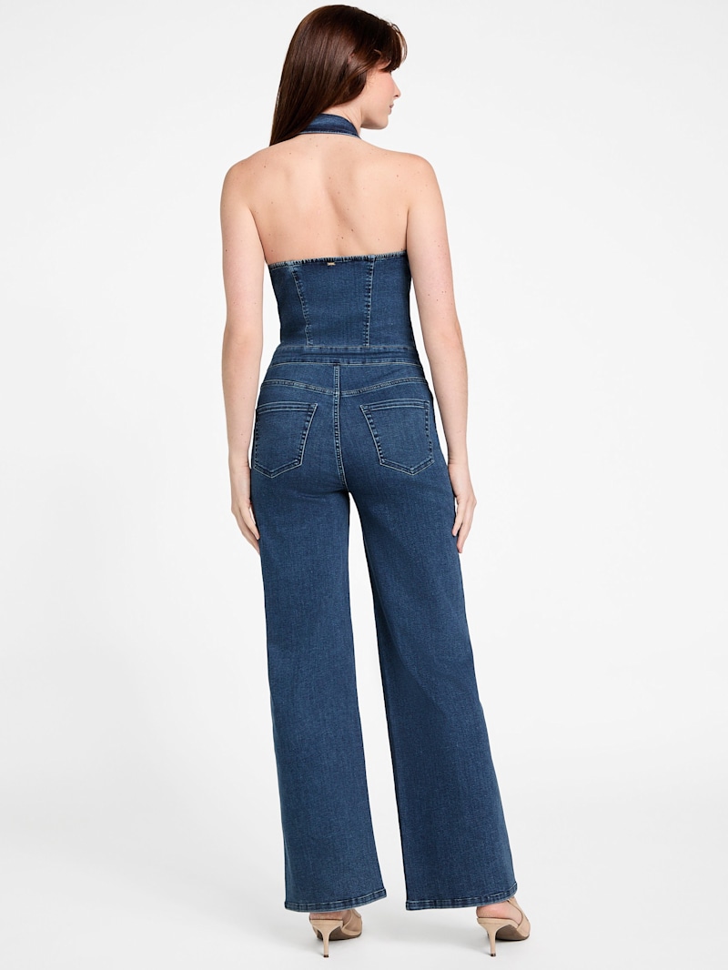 Eco Layna Wide-Leg Denim Jumpsuit | GUESS Factory