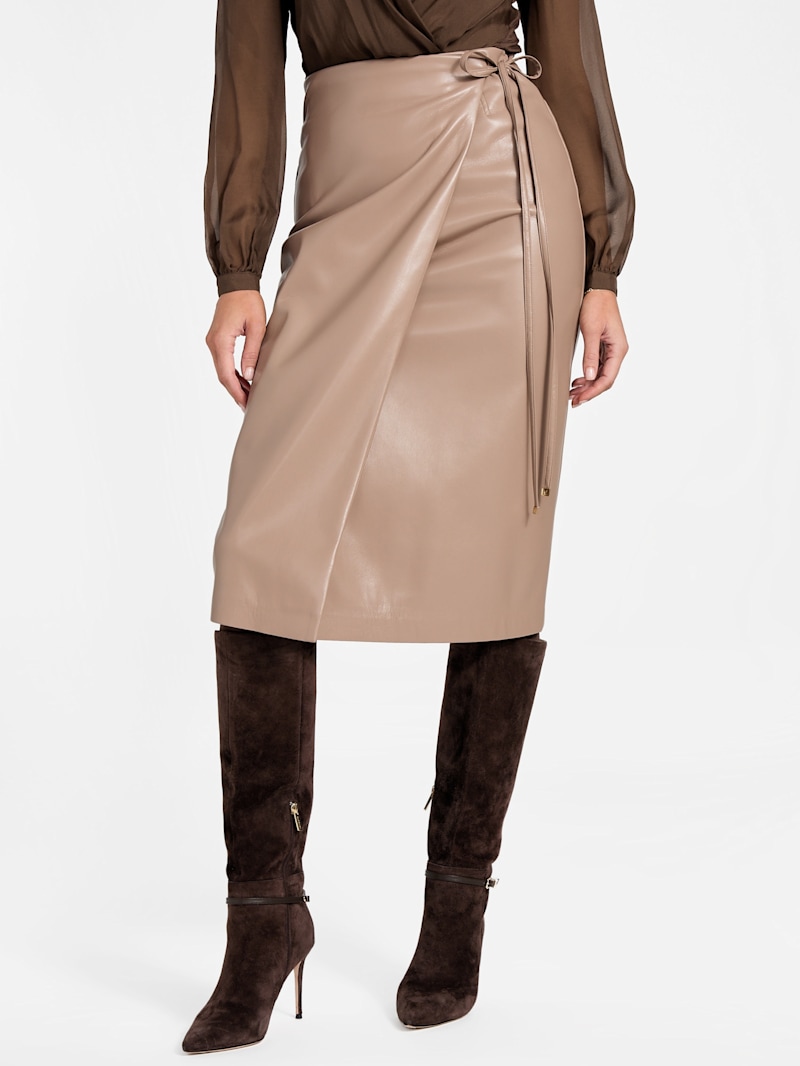 シェリエleather like wrap culottes Cherie Leather-like Wrap Culottes