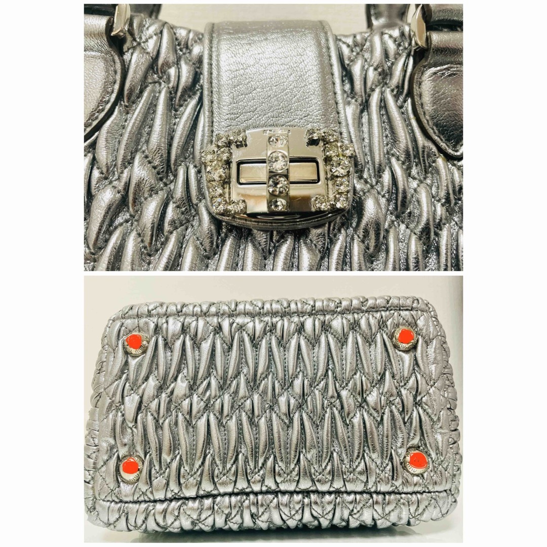 MIU MIU - miumiuシルバークリスタルビジューショルダーハンドバッグ