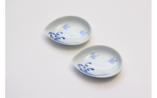 有田焼 染付波千鳥 刺身皿・組千代口【深川製磁】食器 器 うつわ 食器