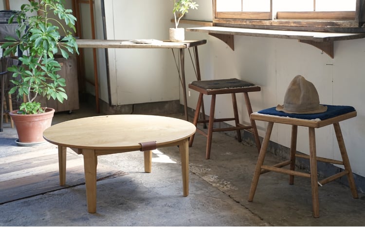 折りたたみちゃぶ台 円卓 手作り 木製 【Ojn Handmade Hut】 新潟県