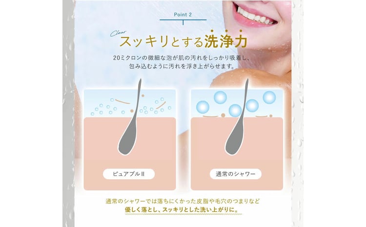 マイクロバブルシャワー「ピュアブルⅡ」チタンブラック_ 約40％の節水