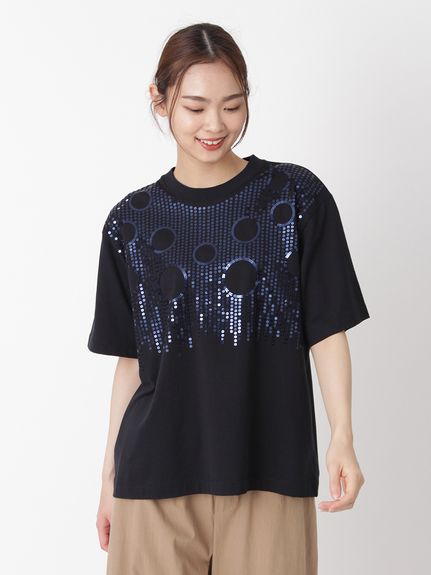 スワイー天竺スパンコールサークル刺繍Tシャツ（Tシャツ）｜H.A.K